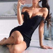 Load image into Gallery viewer, 2017 Fashion New Women Bodycon Slash Neck Lace Short Sleeve Pencil Dress Ladies Evening Party Bandage Sexy Mini Dress